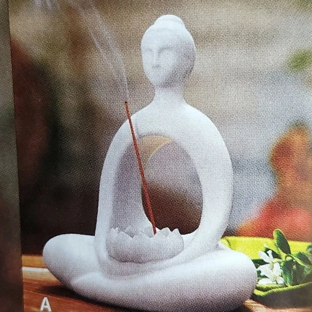 🩵NIB PartyLite White Zen Incense & Tealight Candle Holder